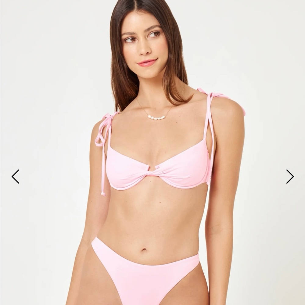 BRAND NEW w/ TAGS L*Space Pink Bikini Set with Adjustable Straps
